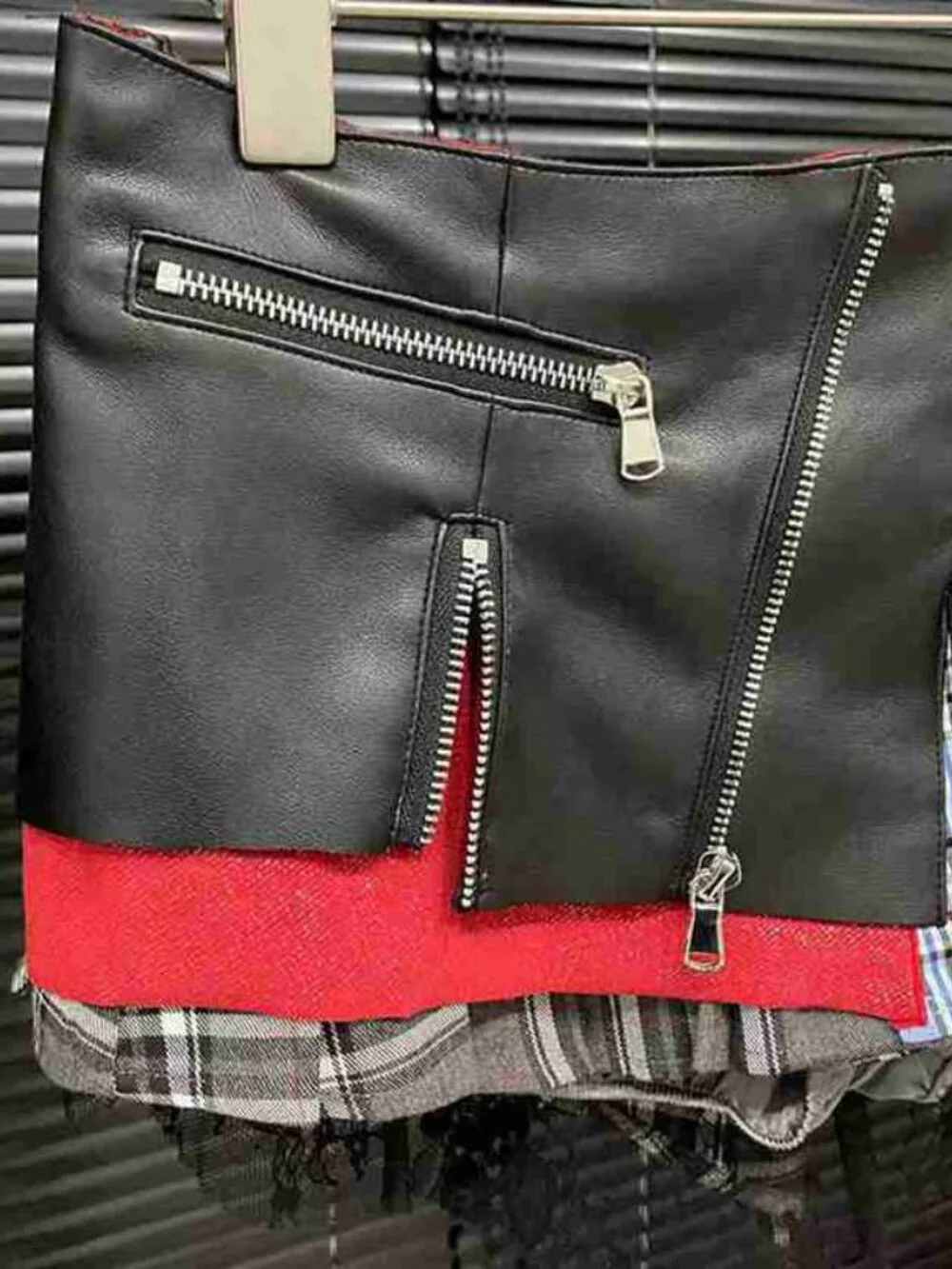Punk Plaid & Faux Leather Skirt